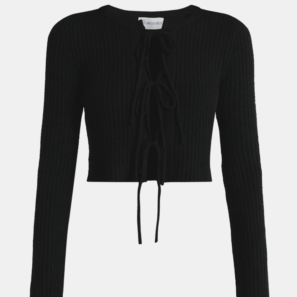 No Boundaries Bow-Tie Ribbed Cardigan